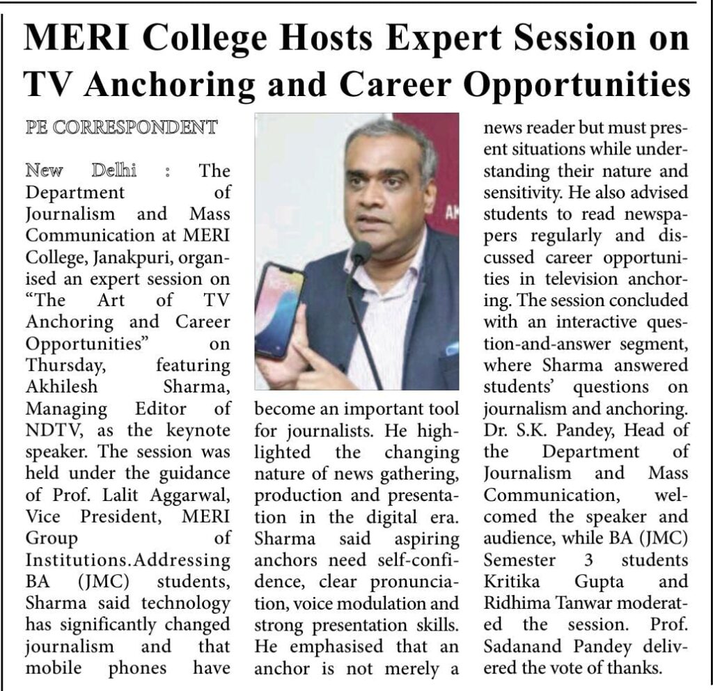 MERI Organize expert talk on TV Anchoring