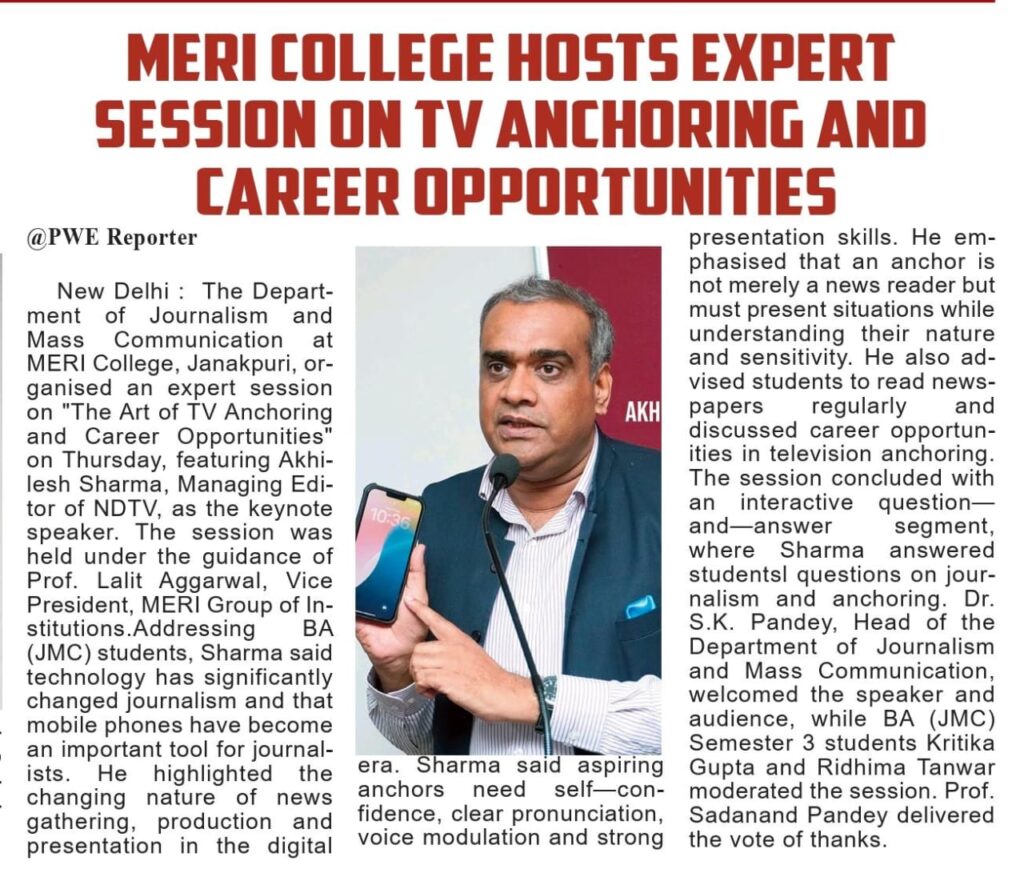 MERI Organize expert talk on TV Anchoring